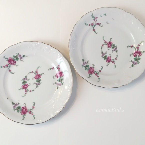 *Read Description* Set of 2 1940s Wawel Rose Garden Bread & Butter Plates Flawed - Picture 1 of 12